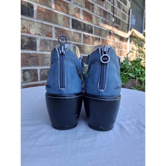 Women's JBU Blue Laser Cut Wedge Sandals Size 11 Black Sole NEW - Picture 5 of 12